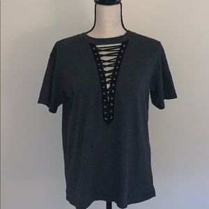 Forever 21 Lace Up Front Tee